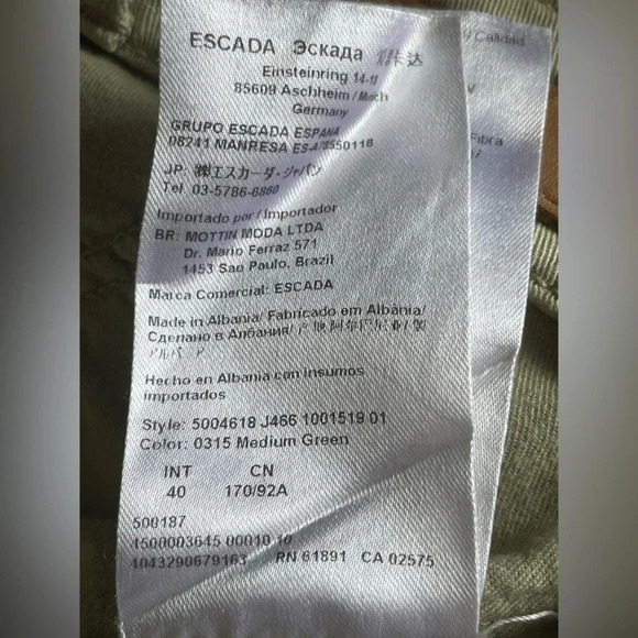 Escada Sport Jeans Julie Straight Leg Olive Green Women Size 40 - Picture 7 of 10